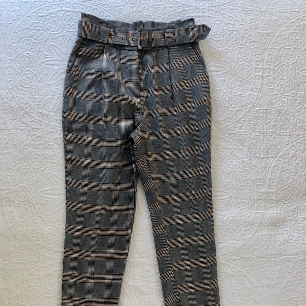 Plaid Tapered Pants